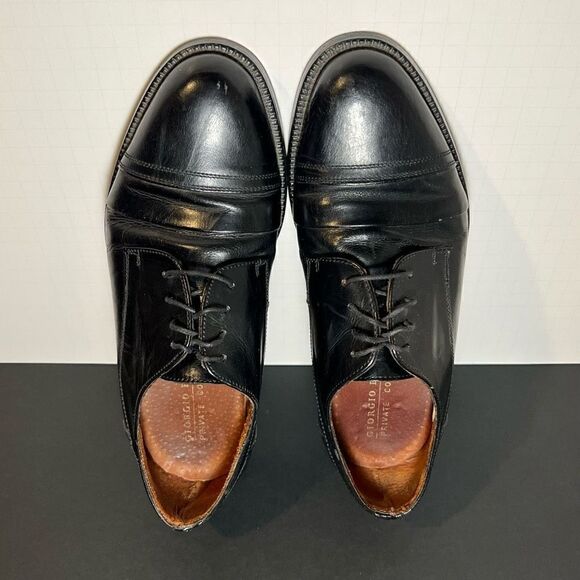 Mens GIORGIO BRUTINI Private Collection Black Cap Toe Oxford Shoes / Size 8.5 - Picture 5 of 9